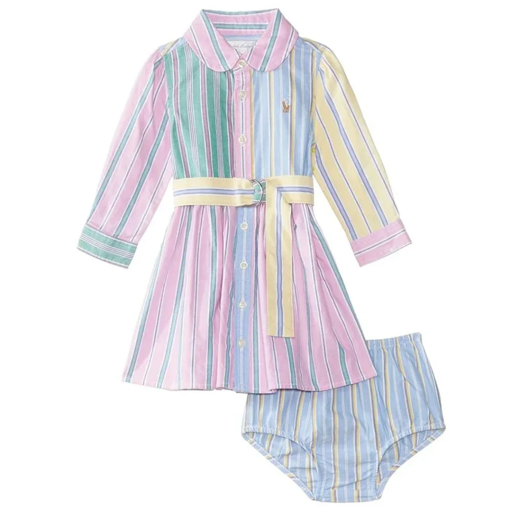 [NWOT] Polo Ralph Lauren Belted Cotton Oxford Fun Shirtdress - Size 12 Months - Picture 2 of 9